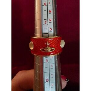 Vivienne Westwood Marybelle Red Enamel Orb Ring Gold Tone Size L 8 US